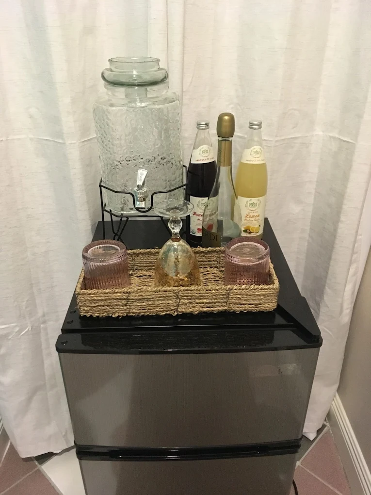 Italian sparkling beverage bar with pink glassware